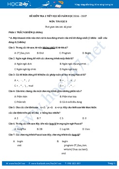 Đề kiểm tra 1 tiết học kì 1 môn Tin học lớp 8 có đáp án năm 2017