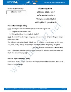 Đề thi học kì 2 Ngữ Văn 7 năm 2017 phòng GD&ĐT Tân Hiệp