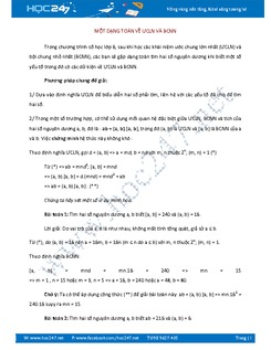 Bài tập về ƯCLN và BCNN
