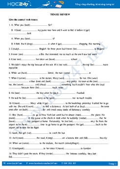 Bài tập ôn thì tiếng Anh 12