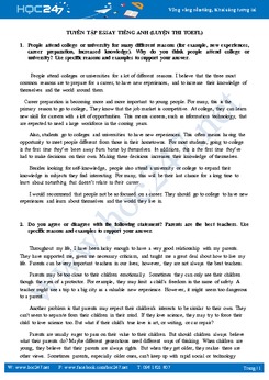 Tuyển tập essay luyện viết tiếng Anh (Luyện thi TOEFL)