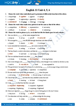 Ôn tập Unit 4, 5, 6 Tiếng Anh lớp 11