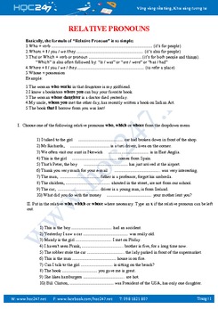 Bài tập thực hành đại từ quan hệ tiếng Anh lớp 11