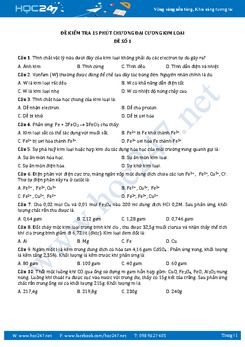 2 Đề kiểm tra Hóa 12 Chương 5 Đại cương kim loại có đáp án