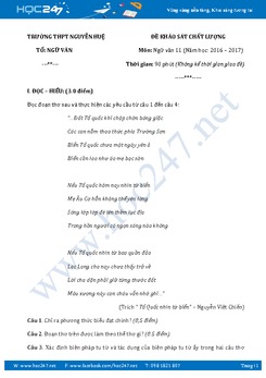 Đề kiểm tra KSCL đầu năm Ngữ văn lớp 11 trường THPT Nguyễn Huệ