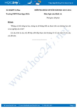 Đề kiểm tra KSCL Ngữ văn lớp 11 trường THPT Phan Ngọc Hiển