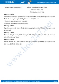 Đề thi HK1 môn GDCD lớp 8 - Phòng GD và ĐT Bình Thạnh