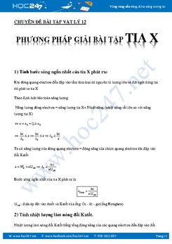 Phương pháp giải bài tập tia X Vật Lý 12