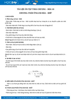 Lý thuyết và trắc nghiệm Hóa 10 Chương 4 Phản ứng oxi hóa - khử có đáp án