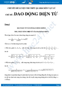 Phương pháp giải bài tập Dao Động Điện Từ luyện thi THPT QG