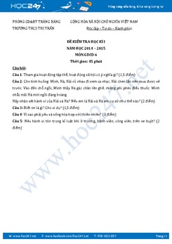 Đề thi học kì 1 môn GDCD lớp 6 - Trường THCS Thị Trấn