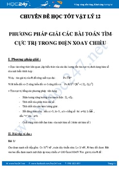 Tổng hợp phương pháp giải Bài toán cực trị trong Dòng Điện Xoay Chiều