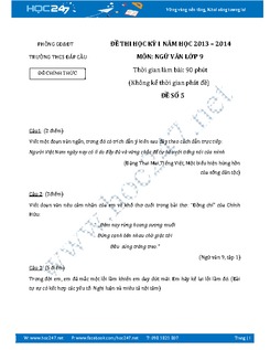 Đề thi học kì 1 Ngữ Văn năm 2014 THCS Đáp Cầu