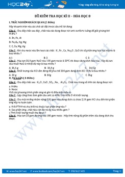 Đề thi học kì 2 Hóa học 8 có lời giải chi tiết