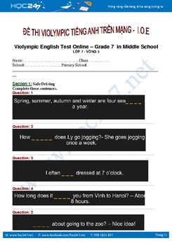 Đề thi Violympic tiếng Anh lớp 7
