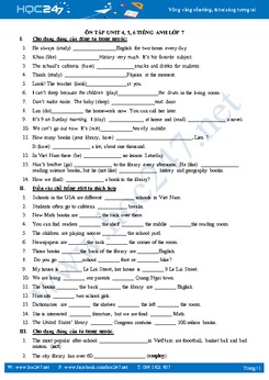 Bài tập tự luận Unit 4, 5, 6 tiếng Anh lớp 7