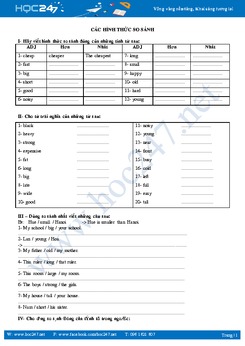 Các hình thức so sánh tính từ - Tiếng Anh lớp 6