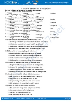 Bài tập về mệnh đề chỉ sự nhượng bộ trong tiếng Anh