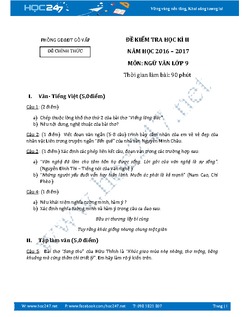 Đề thi học kì Ngữ Văn 9 năm 2016 phòng GD&ĐT Gò Vấp