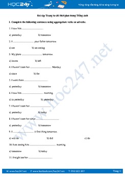 Bài tập Trạng từ chỉ thời gian trong Tiếng Anh