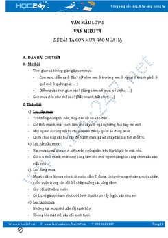 Văn miêu tả cơn mưa rào mùa hạ