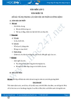 Tả mẹ trong lúc săn sóc em trên giường bệnh