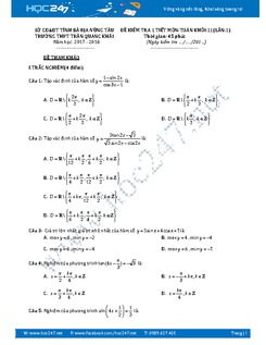 Đề kiểm tra Toán 11 chương 1 Lượng giác THPT Trần Quang Khải