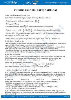 Phương pháp giải bài tập Kim loại có lời giải chi tiết