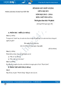 Đề thi giữa học kì 1 Ngữ Văn 6 năm 2016 có đáp án