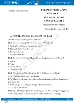 Đề thi giữa học kì 1 Văn 6 năm 2016 THCS Tự Cường