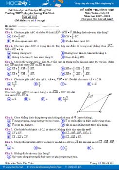 Đề kiểm tra Hình 10 Chương Vectơ Chuyên Lương Thế Vinh