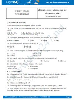 Đề thi giữa HK1 Sinh 9 - THCS Ea Lê Đăk Lăk 2016 có đáp án
