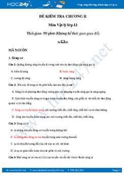 Đề kiểm tra 1 tiết chương Sóng cơ Vật lý 12 có đáp án