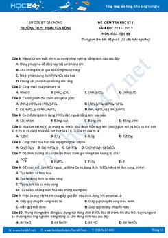 Đề thi học kì 1 Hóa 11 Trường THPT Phạm Văn Đồng có đáp án