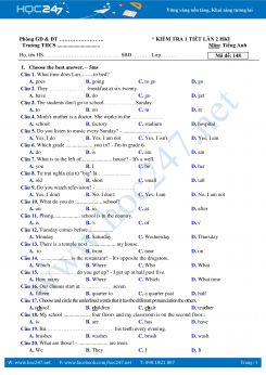 Đề kiểm tra 1 tiết tiếng Anh lớp 6 năm 2017 có đáp án