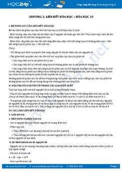 Lí thuyết và trắc nghiệm Hóa 10 Chương 3 Liên kết hóa học có đáp án