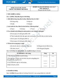 Đề thi HK1 Sinh học 8 năm 2016 - THCS Huỳnh Thúc Kháng