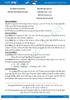 Đề kiểm tra học kì 1 Hóa 10 THPT Đoàn Thượng có lời giải