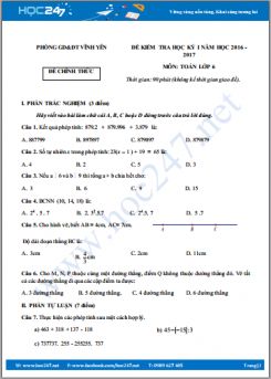 Đề thi học kì I Toán 6 năm 2017 có lời giải chi tiết