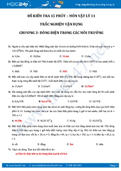 Kiểm tra 15' chương Dòng điện trong các môi trường Vật lý 11