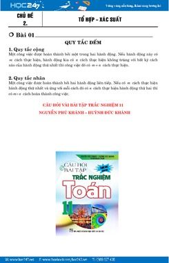 Trắc nghiệm Tổ hợp và Xác suất có lời giải - Nguyễn Phú Khánh, Huỳnh Đức Khánh