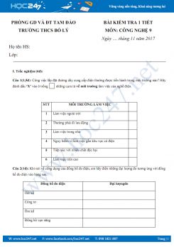 Kiểm tra 1 tiết môn Công Nghệ 9 HK1 - Lắp đặt mạng điện