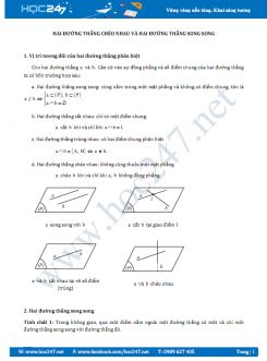 25 câu Trắc nghiệm Vị trí tương đối của hai đường thẳng có lời giải