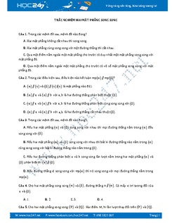 30 câu trắc nghiệm Hai mặt phẳng song song có lời giải