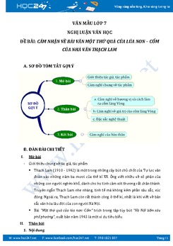 Cảm nghĩ về bài văn Một thứ quà của lúa non: Cốm của nhà văn Thạch Lam