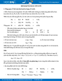 Bài tập Kim loại tác dụng với nước Hóa 12 có lời giải