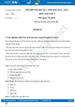 Đề thi học kì 1 Ngữ văn 7 năm 2016 THCS An Định mã đề 2