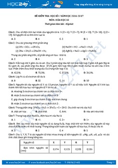 Đề thi Học kì 1 Hóa 10 có đáp án