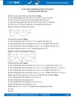 20 câu trắc nghiệm chuyên đề Đạo hàm và ứng dụng Toán 12 có video hướng dẫn giải