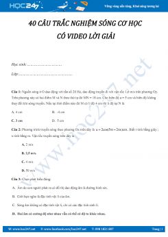 40 câu trắc nghiệm Sóng cơ học có video lời giải cực hay